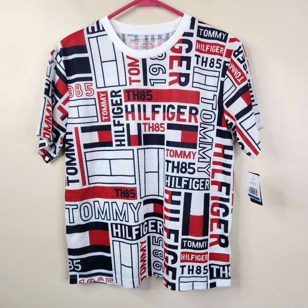 NEW Tommy Hilfiger Youth Short Sleeve Flame Resistant AOP TH85 Crew Neck Tee XL